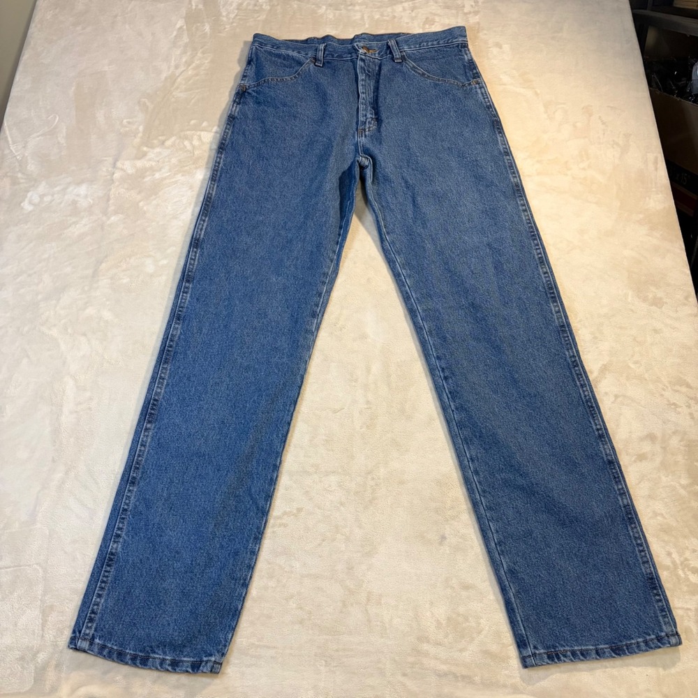 Rustler by Wrangler Mens Regular Fit Straight Leg Jeans 34x34 Blue Heavyweight